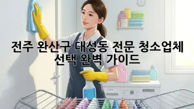 전주 완산구 대성동 전문 청소업체 선택 완벽 가이드
